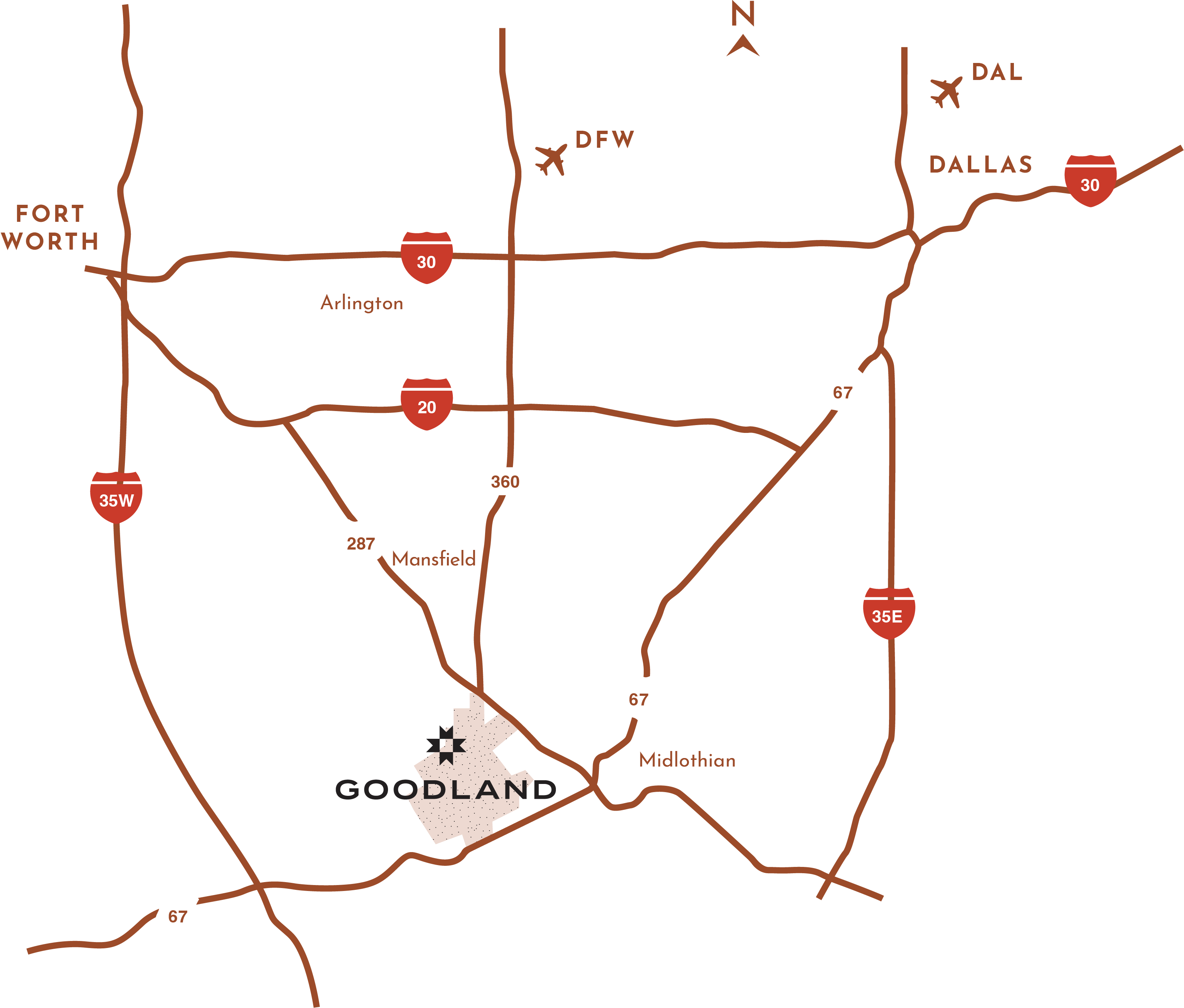 A map of the Goodland Community in Grand Prairie.