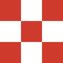 A checkered pattern with alternating red and black squares found in the design of new homes in Mansfield, TX.