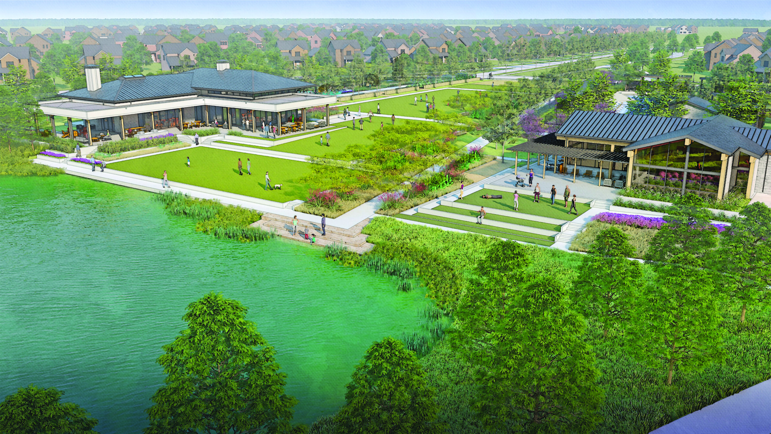 The Retreat Goodland Rendering Aerial with Pond